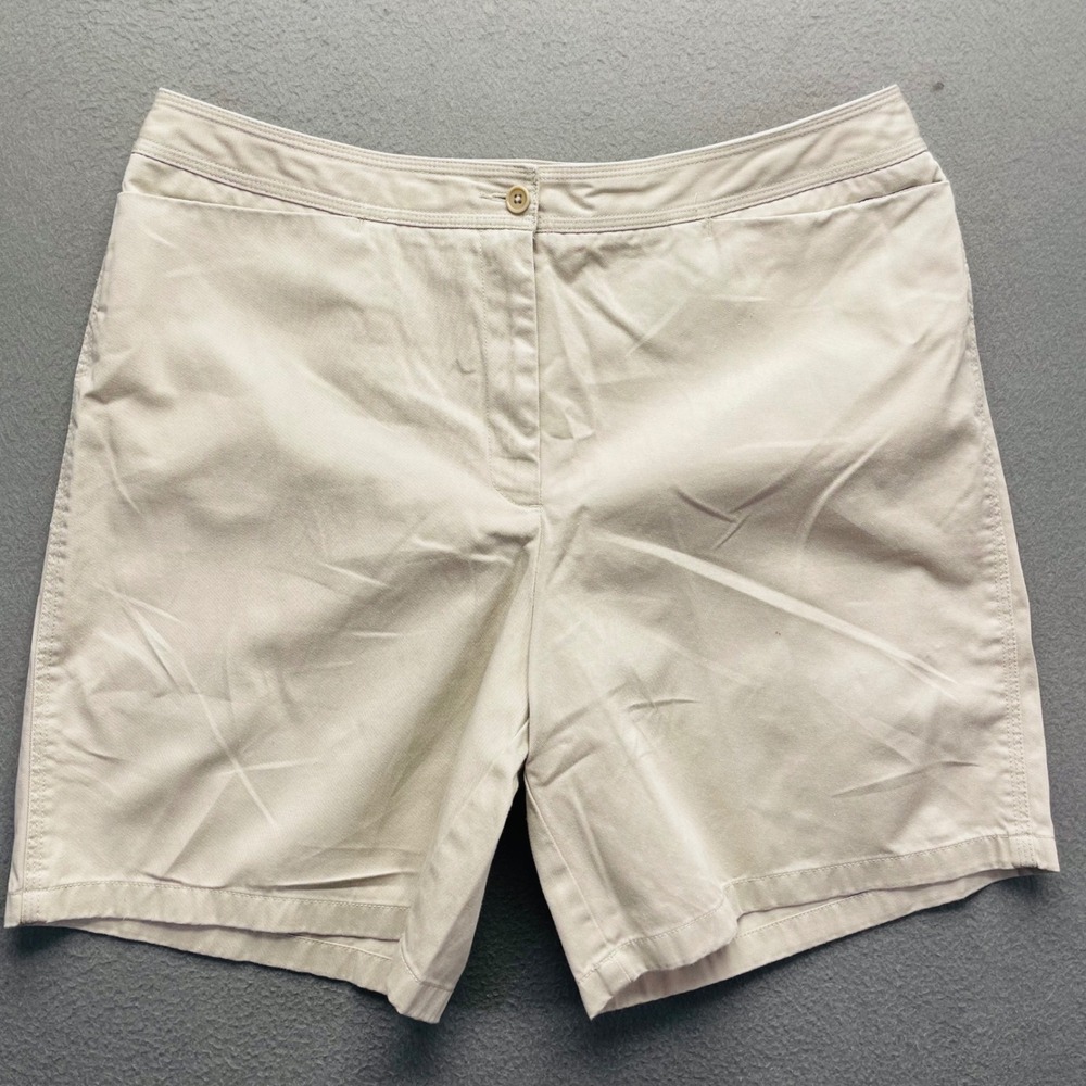 Caslon Women Chino Shorts Khaki Tan Cotton‎ Blend 14 Classic Minimalist